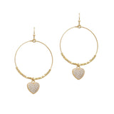 105154, PAVE HEART CHARM ROUND DANGLE EARRING