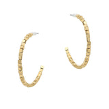 105155, DAINTY SQUARE BEADED HALF ROUND HOOP EARRING