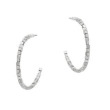 105155, DAINTY SQUARE BEADED HALF ROUND HOOP EARRING