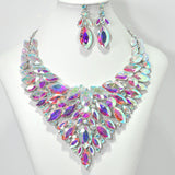 105163, MARQUISE & ROUND RHINESTONE ACCENT EVENING NECKLACE SET