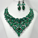 105163, MARQUISE & ROUND RHINESTONE ACCENT EVENING NECKLACE SET