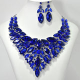 105163, MARQUISE & ROUND RHINESTONE ACCENT EVENING NECKLACE SET