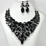 105163, MARQUISE & ROUND RHINESTONE ACCENT EVENING NECKLACE SET