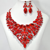 105163, MARQUISE & ROUND RHINESTONE ACCENT EVENING NECKLACE SET