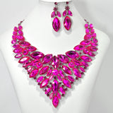105163, MARQUISE & ROUND RHINESTONE ACCENT EVENING NECKLACE SET
