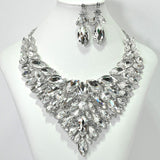 105163, MARQUISE & ROUND RHINESTONE ACCENT EVENING NECKLACE SET