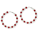 105164, 3.5"L, FIREBALL BEADED ROUND HOOP EARRING