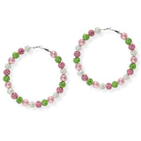 105164, 3.5"L, FIREBALL BEADED ROUND HOOP EARRING