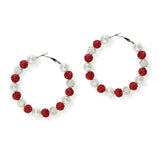 105165, 2.5"L, FIREBALL BEADED ROUND HOOP EARRING