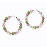 105165, 2.5"L, FIREBALL BEADED ROUND HOOP EARRING