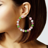 105165, 2.5"L, FIREBALL BEADED ROUND HOOP EARRING