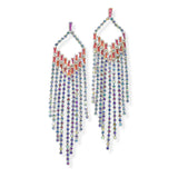 105166, BAGUETTE CUBIC ZIRCONIA ACCENT CRYSTAL RHINESTONE DROP DANGLE EARRING