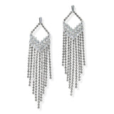 105166, BAGUETTE CUBIC ZIRCONIA ACCENT CRYSTAL RHINESTONE DROP DANGLE EARRING