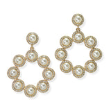 105175, PEARL WITH CRYSTAL RHINESTONE DANGLE EARRING