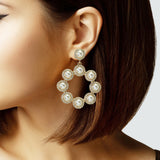 105175, PEARL WITH CRYSTAL RHINESTONE DANGLE EARRING