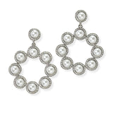 105175, PEARL WITH CRYSTAL RHINESTONE DANGLE EARRING
