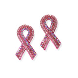 105176, PINK RIBBON CRYSTAL RHINESTONE POST EARRING