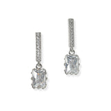 105177, RECTANGLE CUBIC ZIRCONIA ACCENT DANGLE EARRING