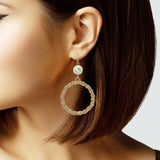 105182, PEARL ACCENT TEXTURED ROUND DANGLE EARRING