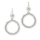 105182, PEARL ACCENT TEXTURED ROUND DANGLE EARRING