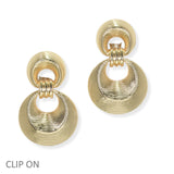 105183, TEXTURED ROUND GEOMETRIC METAL CLIP ON EARRING