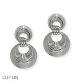105183, TEXTURED ROUND GEOMETRIC METAL CLIP ON EARRING