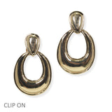 105184, BOLD OVAL GEOMETRIC METAL CLIP ON EARRING