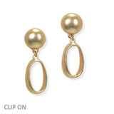 105185, OVAL METAL DANGLE CLIP ON EARRING