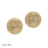 105186, TEXTURED BALL ROUND METAL CLIP ON EARRING