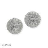 105186, TEXTURED BALL ROUND METAL CLIP ON EARRING