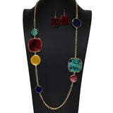 105189, GLITTER GEOMETRIC CELLULOID ACETATE LONG NECKLACE