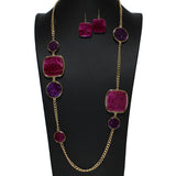 105189, GLITTER GEOMETRIC CELLULOID ACETATE LONG NECKLACE