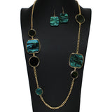 105189, GLITTER GEOMETRIC CELLULOID ACETATE LONG NECKLACE