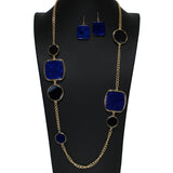 105189, GLITTER GEOMETRIC CELLULOID ACETATE LONG NECKLACE
