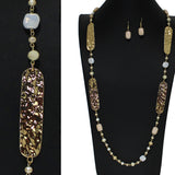 105197, HAMMERED METAL ACCENT BEADED LONG NECKLACE