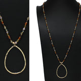 105200, CUTOUT TEARDROP WITH BEADED LONG PENDANT NECKLACE
