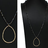 105200, CUTOUT TEARDROP WITH BEADED LONG PENDANT NECKLACE