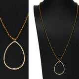 105200, CUTOUT TEARDROP WITH BEADED LONG PENDANT NECKLACE