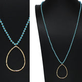 105200, CUTOUT TEARDROP WITH BEADED LONG PENDANT NECKLACE