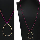 105200, CUTOUT TEARDROP WITH BEADED LONG PENDANT NECKLACE