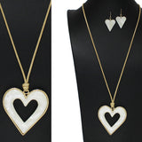 105201, HEART CELLULOID ACETATE LONG PENDANT NECKLACE
