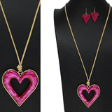 105201, HEART CELLULOID ACETATE LONG PENDANT NECKLACE