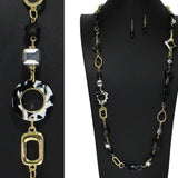 105202, GEOMETRIC CELLULOID ACETATE BEADED LONG NECKLACE