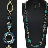 105202, GEOMETRIC CELLULOID ACETATE BEADED LONG NECKLACE