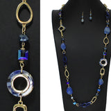 105202, GEOMETRIC CELLULOID ACETATE BEADED LONG NECKLACE