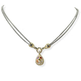 105210, 14K GOLD PLATED, TEARDROP MULTI SHAPE CUBIC ZIRCONIA DESIGNER INSPIRED NECKLACE