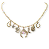 105213, WESTERN MULTI CHARM WITH PEARL ACCENT STRAND NECKLACE