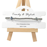 105220, CLOVER ACCENT STAINLESS STEEL BEADED STRETCH BRACELET