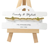 105220, CLOVER ACCENT STAINLESS STEEL BEADED STRETCH BRACELET