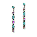 105225, WESTERN TURQUOISE WITH RHINESTONE DANGLE EARRING